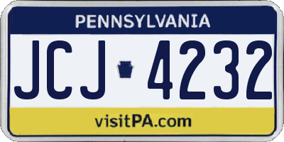 PA license plate JCJ4232