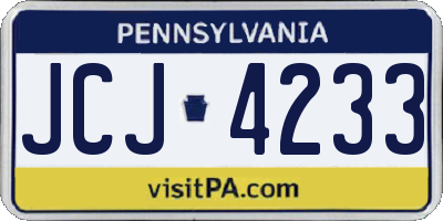 PA license plate JCJ4233