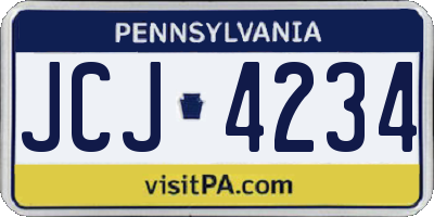 PA license plate JCJ4234