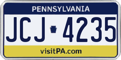 PA license plate JCJ4235