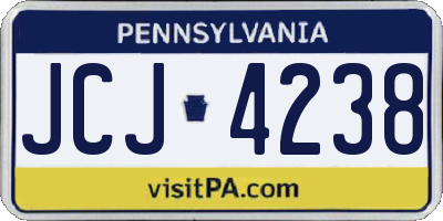PA license plate JCJ4238