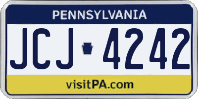 PA license plate JCJ4242