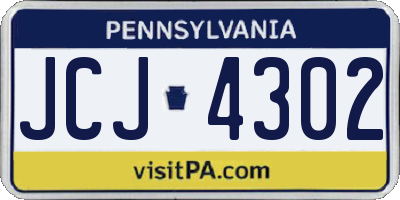 PA license plate JCJ4302
