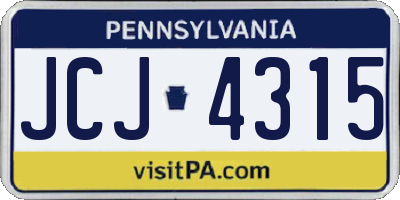 PA license plate JCJ4315