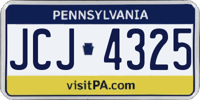 PA license plate JCJ4325