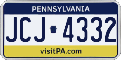 PA license plate JCJ4332