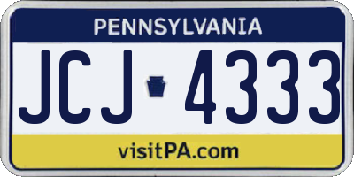 PA license plate JCJ4333