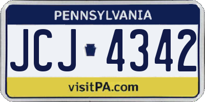 PA license plate JCJ4342