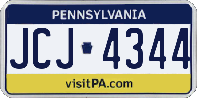 PA license plate JCJ4344