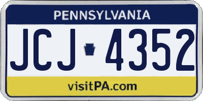 PA license plate JCJ4352