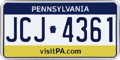 PA license plate JCJ4361