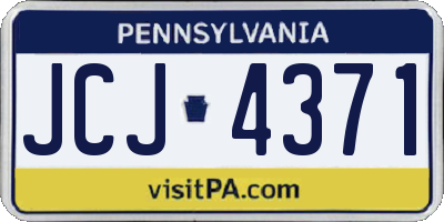 PA license plate JCJ4371