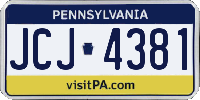 PA license plate JCJ4381