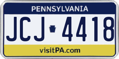 PA license plate JCJ4418