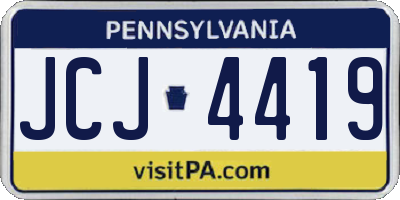 PA license plate JCJ4419