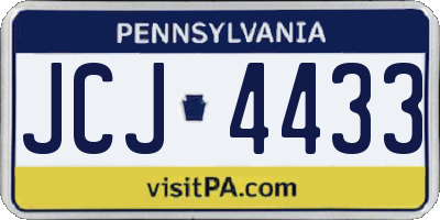 PA license plate JCJ4433