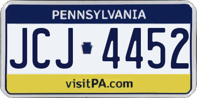 PA license plate JCJ4452