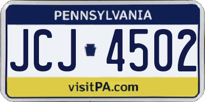 PA license plate JCJ4502