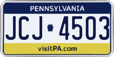 PA license plate JCJ4503
