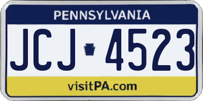 PA license plate JCJ4523