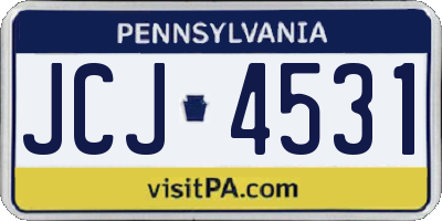 PA license plate JCJ4531
