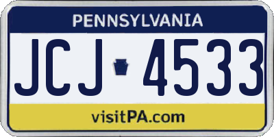 PA license plate JCJ4533