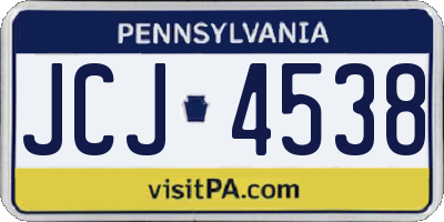 PA license plate JCJ4538