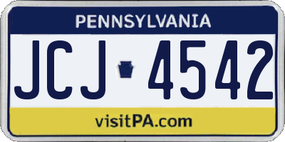 PA license plate JCJ4542