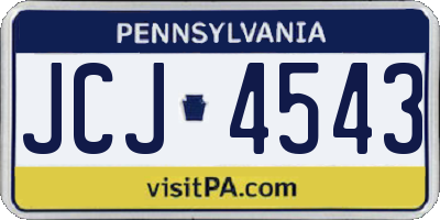 PA license plate JCJ4543
