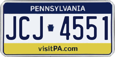 PA license plate JCJ4551