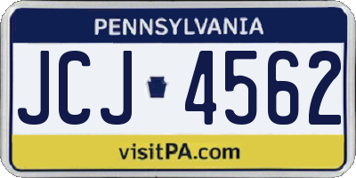 PA license plate JCJ4562