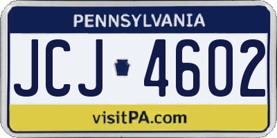 PA license plate JCJ4602