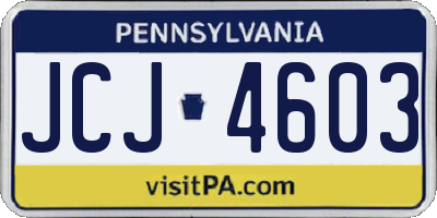 PA license plate JCJ4603