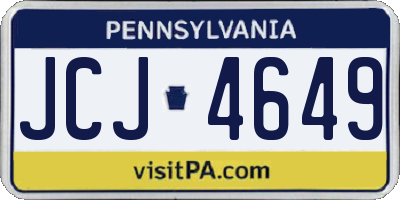 PA license plate JCJ4649
