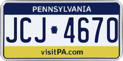 PA license plate JCJ4670