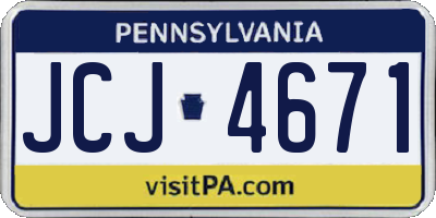 PA license plate JCJ4671