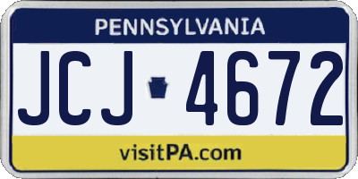 PA license plate JCJ4672
