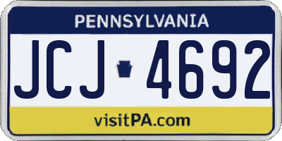 PA license plate JCJ4692