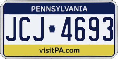 PA license plate JCJ4693