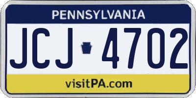 PA license plate JCJ4702