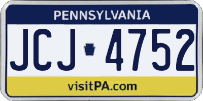 PA license plate JCJ4752