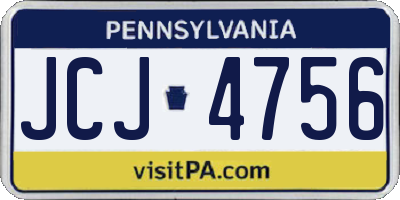 PA license plate JCJ4756