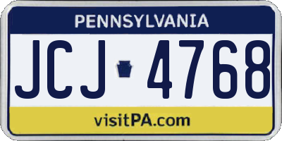PA license plate JCJ4768