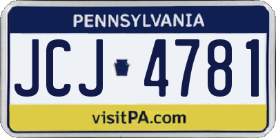 PA license plate JCJ4781