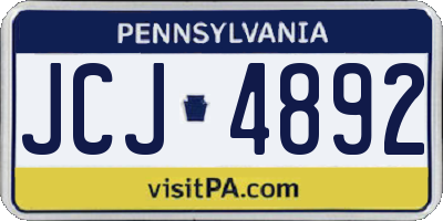 PA license plate JCJ4892