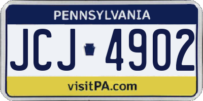PA license plate JCJ4902