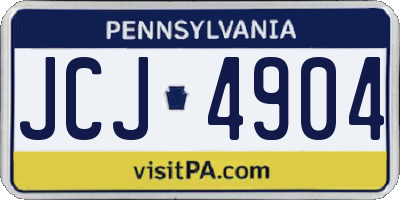 PA license plate JCJ4904
