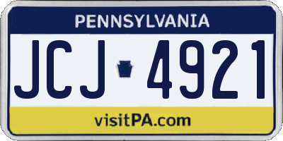 PA license plate JCJ4921