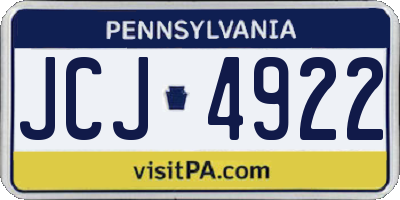 PA license plate JCJ4922