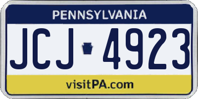 PA license plate JCJ4923